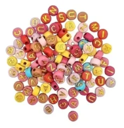 PERLES LETTRES RONDES ACRYLIQUE COULEURS 0.7 X0.3CM X40G