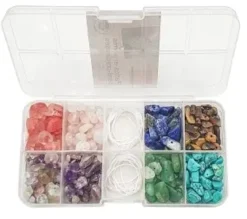 PERLES PIERRE SEMI PRECIEUSE 8 COULEURS ET ELASTIQUE 8X14G