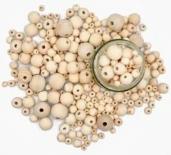 PERLES RONDES BOIS 0.8 A 2.3CM X385 PIECES