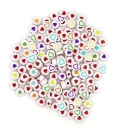 PERLES RONDES COEUR 7MM 2 DESIGNS X40G