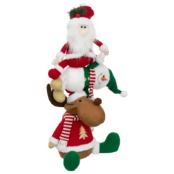 PERSONNAGE PYRAMIDE PERE NOEL BONHOMME DE NEIGE RENNE H.85CM
