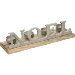 PHOTOPHORE NOEL BOIS METAL 37CM