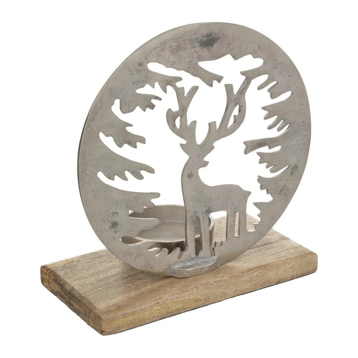 PHOTOPHORE ROND RENNE FORET 25CM