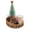 PHOTOPHORE SAPIN POMME DE PIN VERRE D.10X12CM