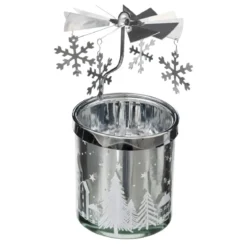 PHOTOPHORE TOURNANT ETOILE ARGENT 9X11CM