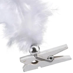 PINCE PLUME DECO PERLE BLANC X12 PIECES
