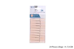 24 PINCES LINGE BOIS 7.4CM