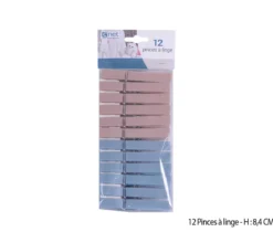 12 PINCES LINGE PLASTIQUE GREGE BLEU 8.4CM