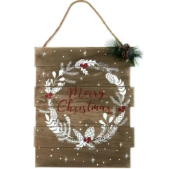 PLAQUE EN BOIS CHRISTMAS 37X45CM