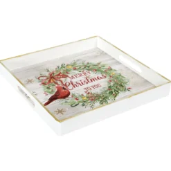 PLATEAU DECORATIF COURONNE MERRY CHRISTMAS D.30CM
