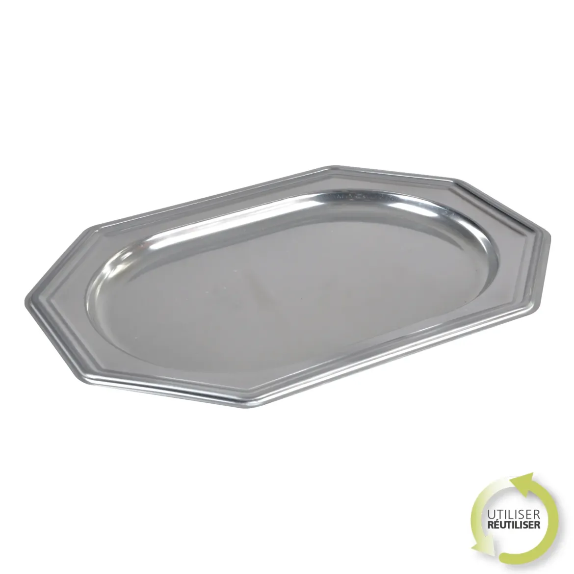 PLATEAUX OCTOGONAUX 45X30CM ARGENT X2 PIECES