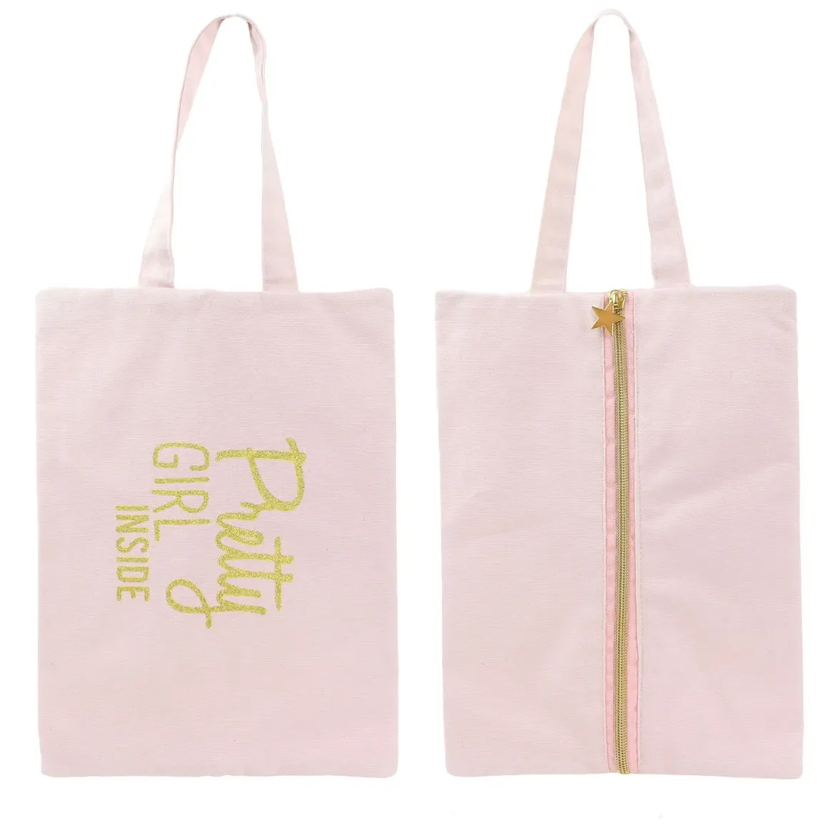 POCHETTE COTON MESSAGE PAILLETTES 21X30CM