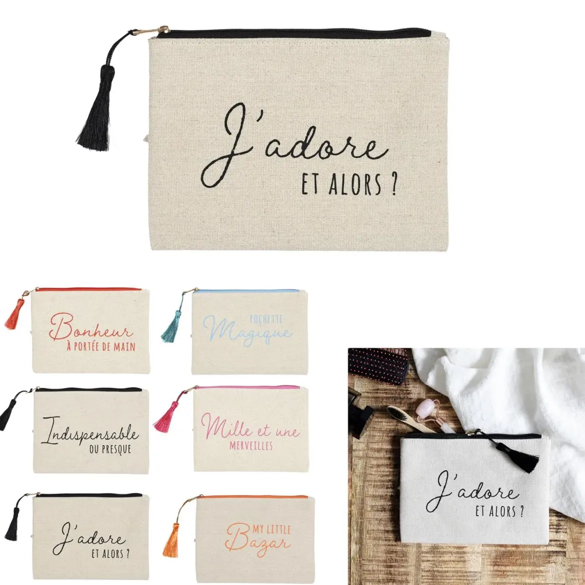 POCHETTE JUTE ET COTON 20X15CM