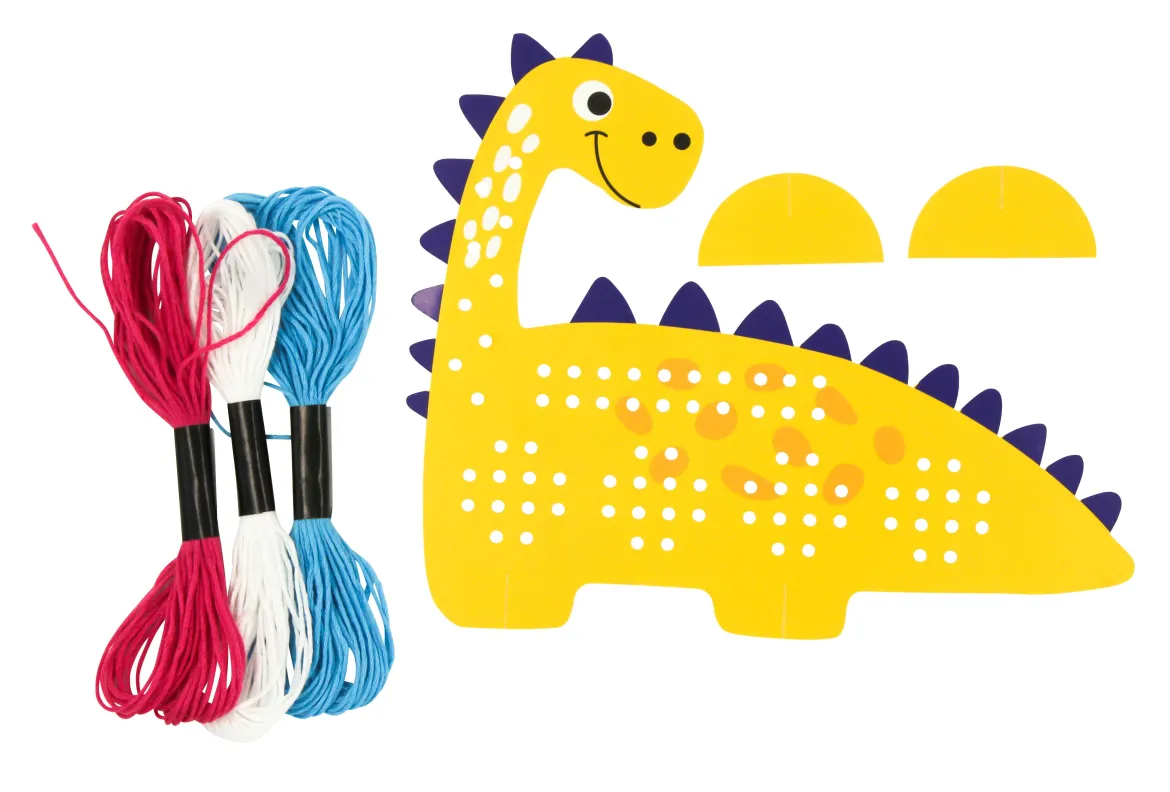 POINT DE CROIX DINO CARTON 19.5X16CM ET AIGUILLE