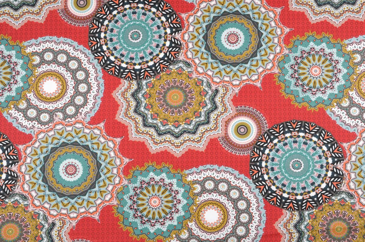 POLKA CRETONNE 160CM COTON ROUGE-6