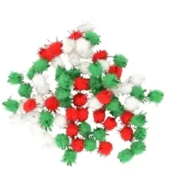 POMPONS METALLISES ROUGE VERT ET BLANC 0.8CM X200 PIECES