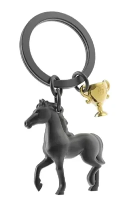 PORTE CLES CHEVAL NOIR ET SON TROPHEE
