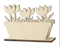 PORTE COURRIER TULIPES BOIS 14X12CM X3 PIECES