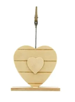 PORTE NOM BOIS COEUR AVEC PINCE 8X3X14CM