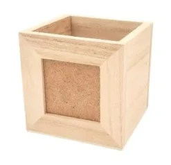 POT A CRAYONS BOIS AVEC CADRE PHOTO 9X9X9CM