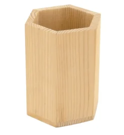POT A CRAYONS BOIS HEXAGONAL DIAM. 8 CM HAUT. 10 CM