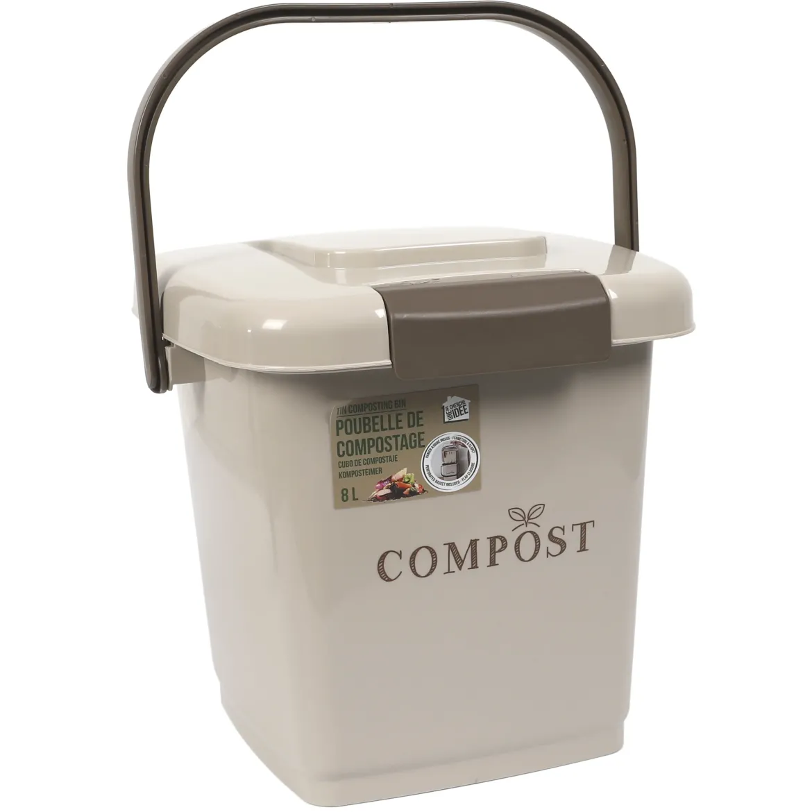 POUBELLE COMPOST 8L SEAU PERFORE ET COUVERCLE