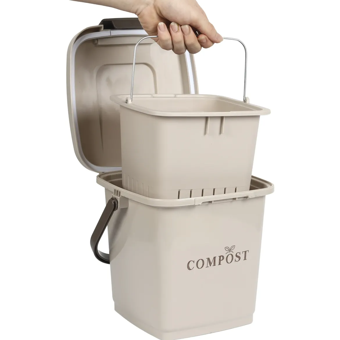 POUBELLE COMPOST 8L SEAU PERFORE ET COUVERCLE