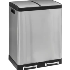 POUBELLE DE TRI A PEDALE ARIANE 2 X 30L METAL INOX