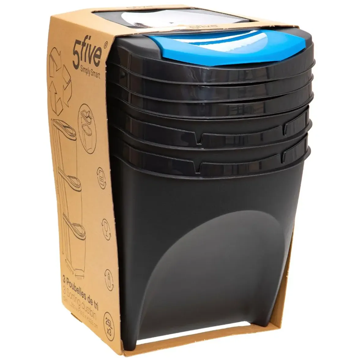 POUBELLE X3 PLASTIQUE 25L TRI