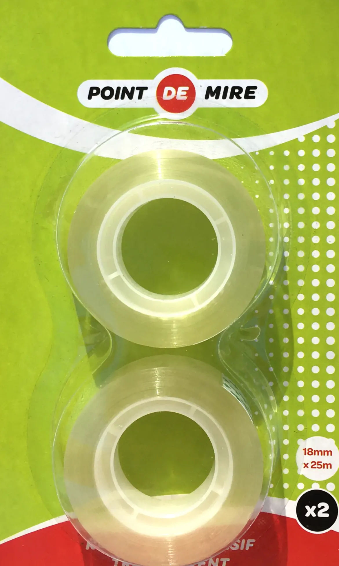 2 RECHARGES ADHESIF TRANSPARENTS 25X18