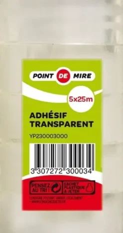 5 RECHARGES ADHESIF TRANSPARENTES 25X18