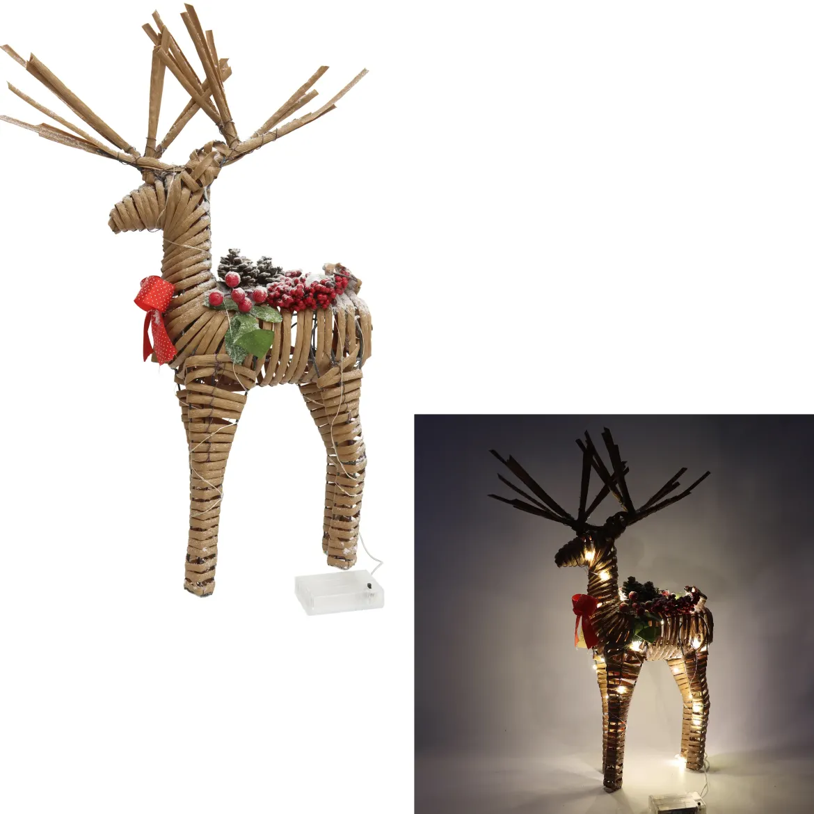 RENNE BOIS LUMINEUX H.40CM
