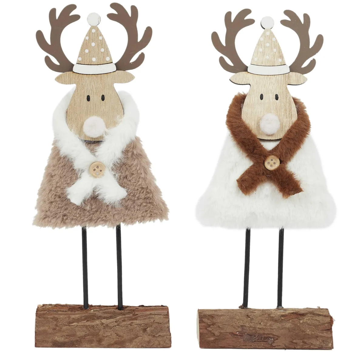 RENNE DE NOEL A POSER IMITATION FOURRURE H.27CM