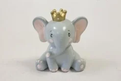 RESINE ELEPHANT AVEC COURONNE DOREE GRAND MODELE