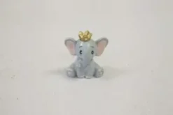 RESINE ELEPHANT AVEC COURONNE DOREE X3 PIECES