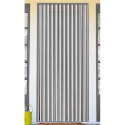 RIDEAU DE PORTE PVC PRESTIGE 90X210CM GRIS  BLANC