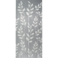 RIDEAU PORTE STICK BAMBOU IMPRIME EUCALYPTUS 90X200CM GRIS