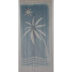 RIDEAU PORTE STICK BAMBOU IMPRIME MER 90X200CM TURQUOISE
