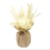 ROSE ET FLEURS SECHEES DANS POT EN TOILE BLANC