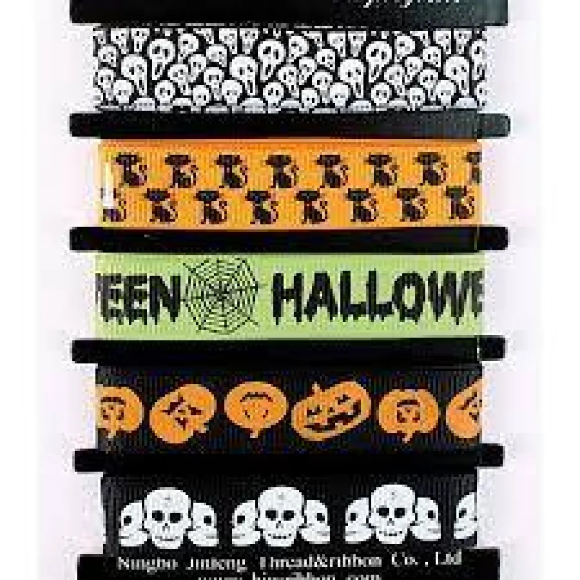 RUBANS HALLOWEEN GROS GRAIN 1M X 1.5CM X 5 PCS
