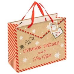 SAC CADEAU CHER PERE NOEL D.32.4X12.7X26CM