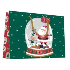 SAC CADEAU PERE NOEL ROUGE VERT 55X44CM