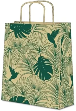 SAC CABAS KRAFT BASE HERBE PF TROPICAL MF 24X32CM