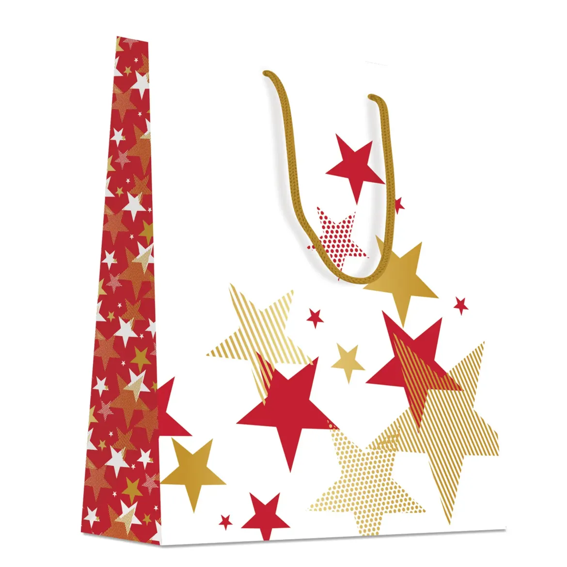 SAC CADEAU ETOILES ROUGE OR PETIT FORMAT