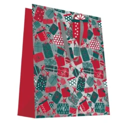SAC CADEAU NOEL LUTINS ROUGE VERT 32X40CM