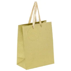 SAC CADEAU PAILLETTE OR D.18X10X23CM