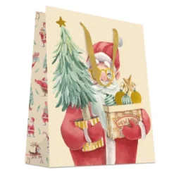 SAC CADEAU PERE NOEL DORE A CHAUD OR 18X23CM