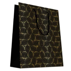 SAC CADEAUX BOULES RAYEES OR 18X23CM
