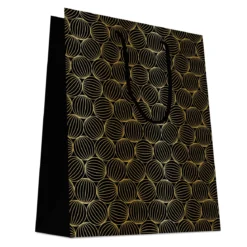 SAC CADEAUX BOULES RAYEES OR 26X32CM