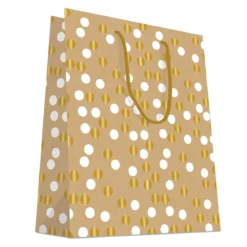 SAC CADEAUX KRAFT DORURE CHAUD POIS OR BLANC 26X32CM